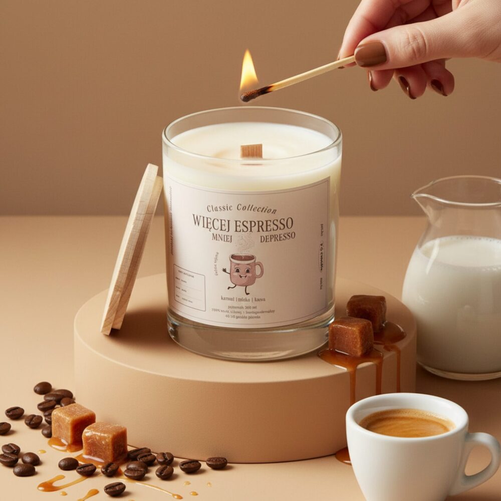 Więcej espresso mniej depresso - z nutą karmelu - świeca sojowa