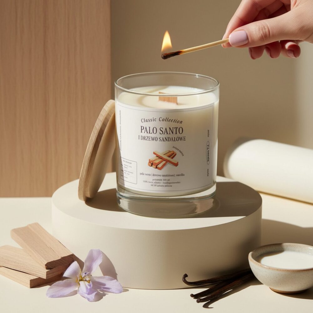 Palo santo i drzewo sandałowe – świeca sojowa