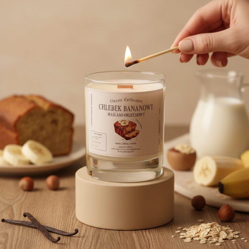Chlebek bananowy maślano-orzechowy – świeca sojowa