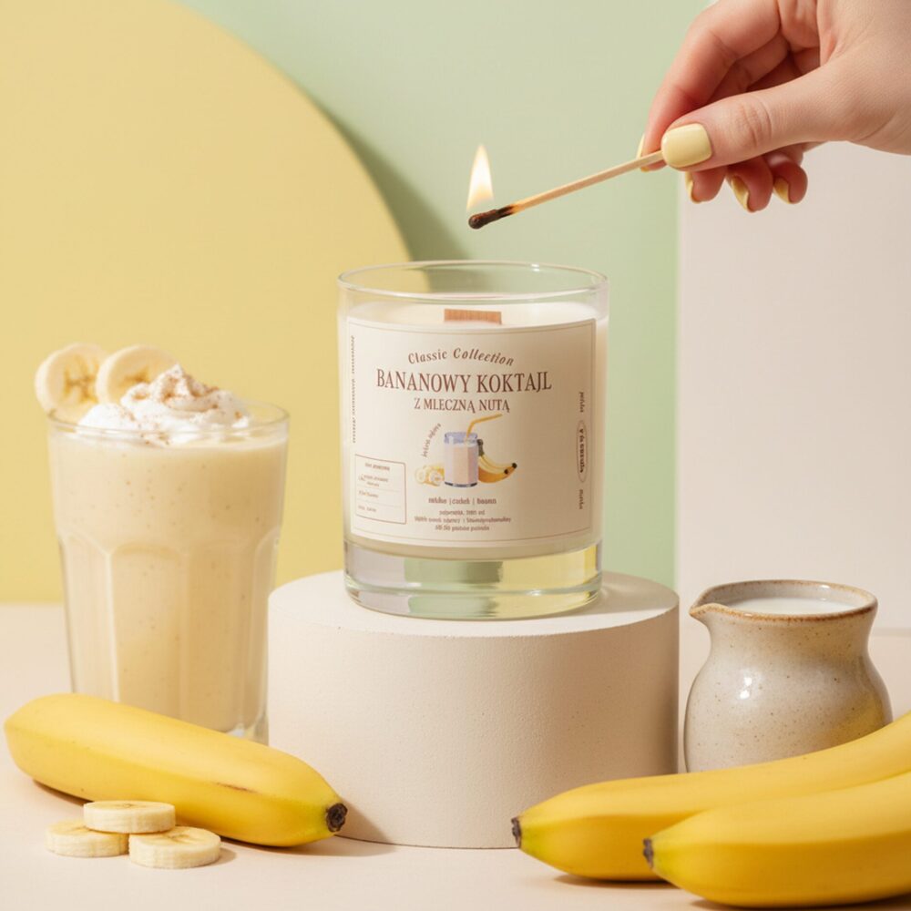 Bananowy koktajl z mleczną nutą – świeca sojowa